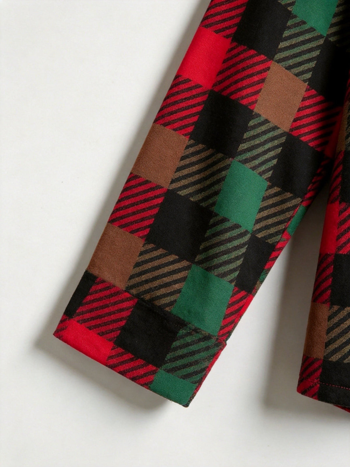 Women Christmas Two-Piece Button Front Red and Forest Green and Blue Plaid Festive Holiday PJS Set