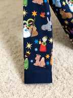 Women Christmas Pajamas Set - Navy Blue Nativity Scene Long-Sleeve Button-Down Sleepwea