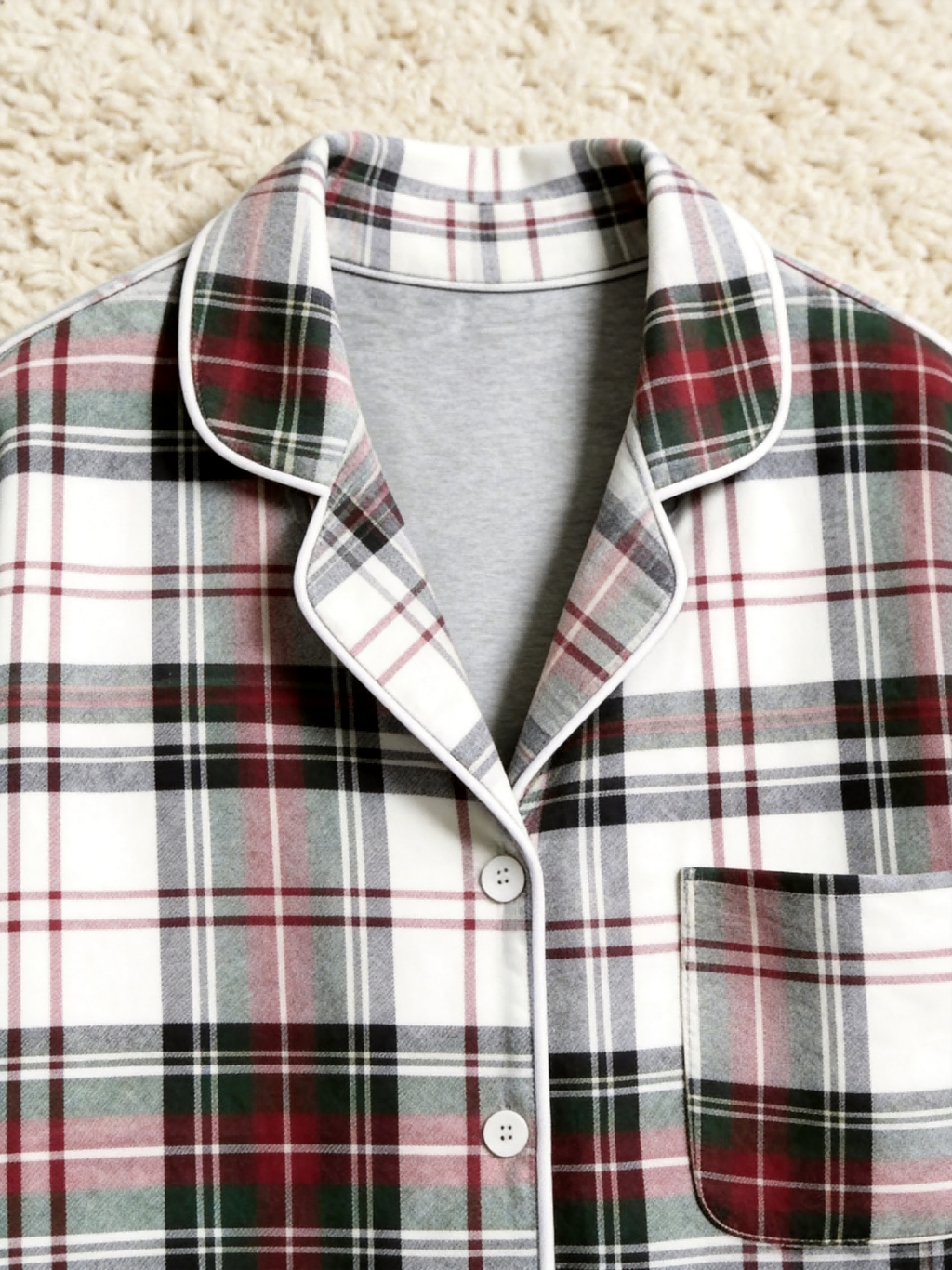 Women Christmas Two-Piece Button Up Long Sleeve PJS Set with Pockets