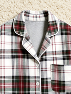 Women Christmas Two-Piece Button Up Long Sleeve PJS Set with Pockets