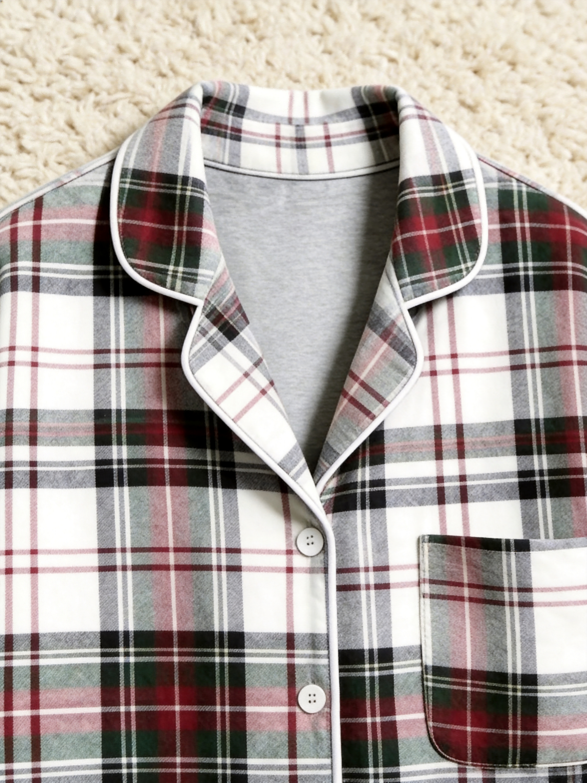 Women Christmas Two-Piece Button Up Long Sleeve PJS Set with Pockets