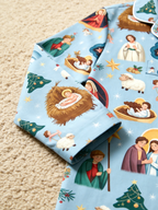 Holy Night Nativity Scene Jesus Women Christmas Two-Piece Button Up Long Sleeve Pajamas