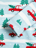 Two-Piece Set Festive Red Truck Print Women Christmas Two-Piece Button-Down PJS Long Sleeve Top and Pants with Pockets Winter Holiday Sets