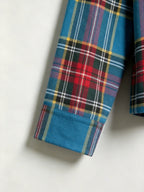 Women Christmas Pajamas - Blue Multi-Color Tartan Plaid Button-Down Sleepwear