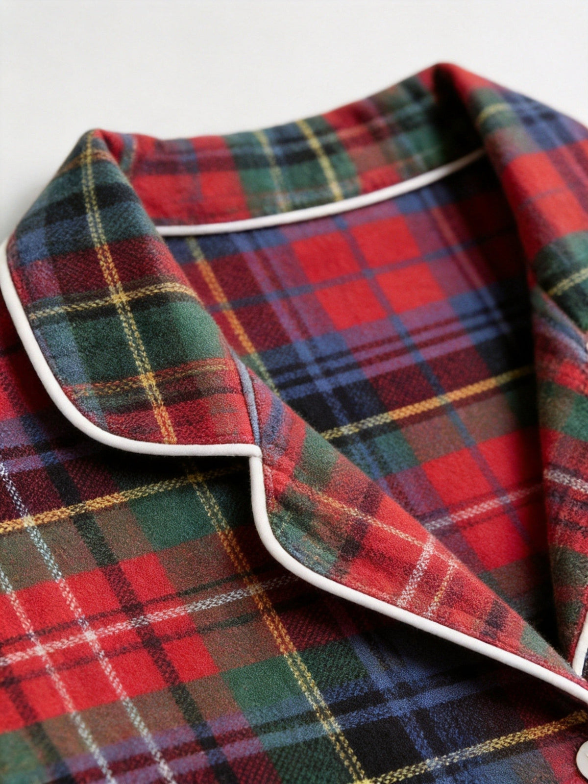 Women Christmas Pajamas - Traditional Red & Green Tartan Plaid Button-Down Set