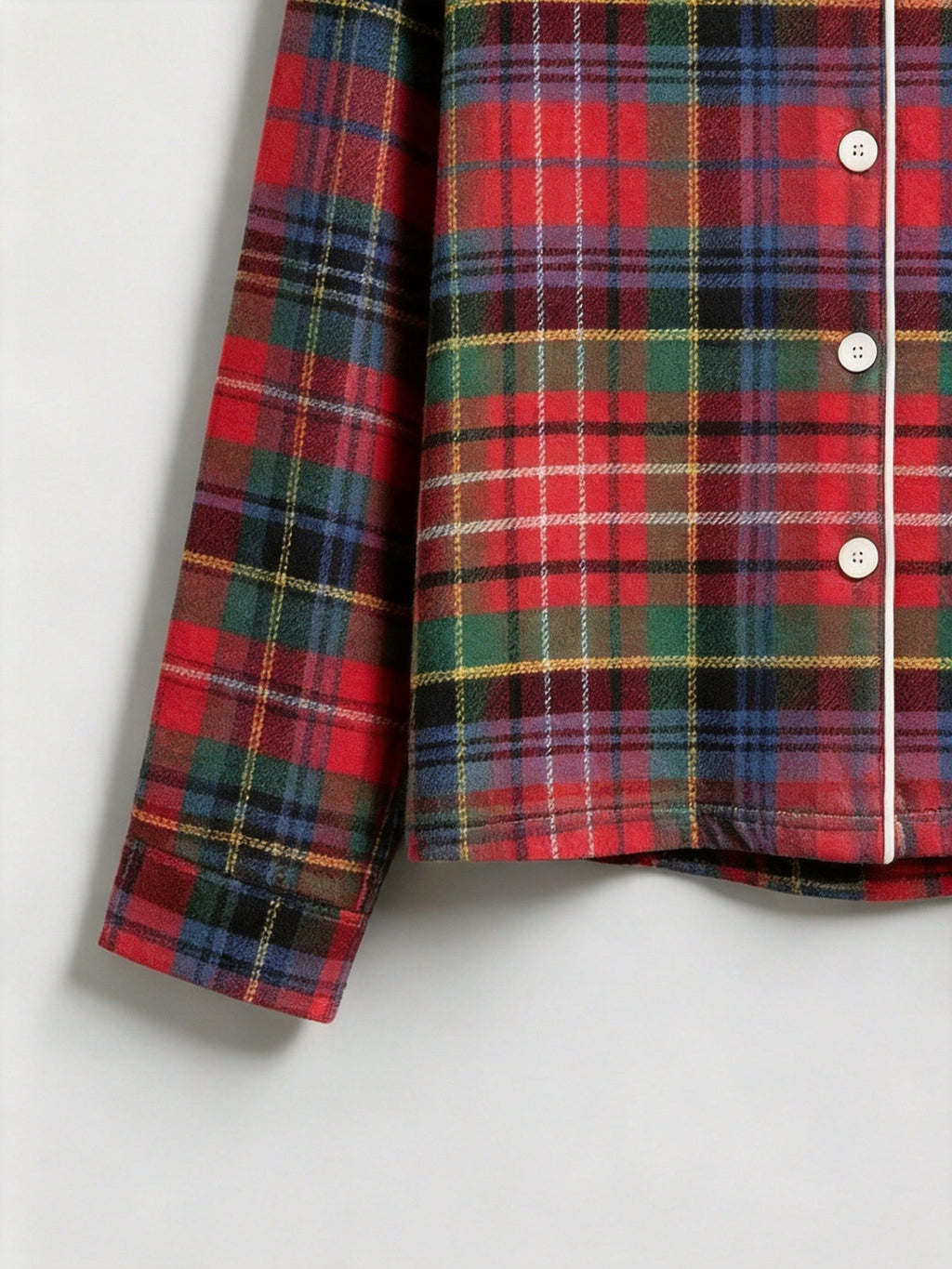 Women Christmas Pajamas - Traditional Red & Green Tartan Plaid Button-Down Set