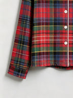 Women Christmas Pajamas - Traditional Red & Green Tartan Plaid Button-Down Set