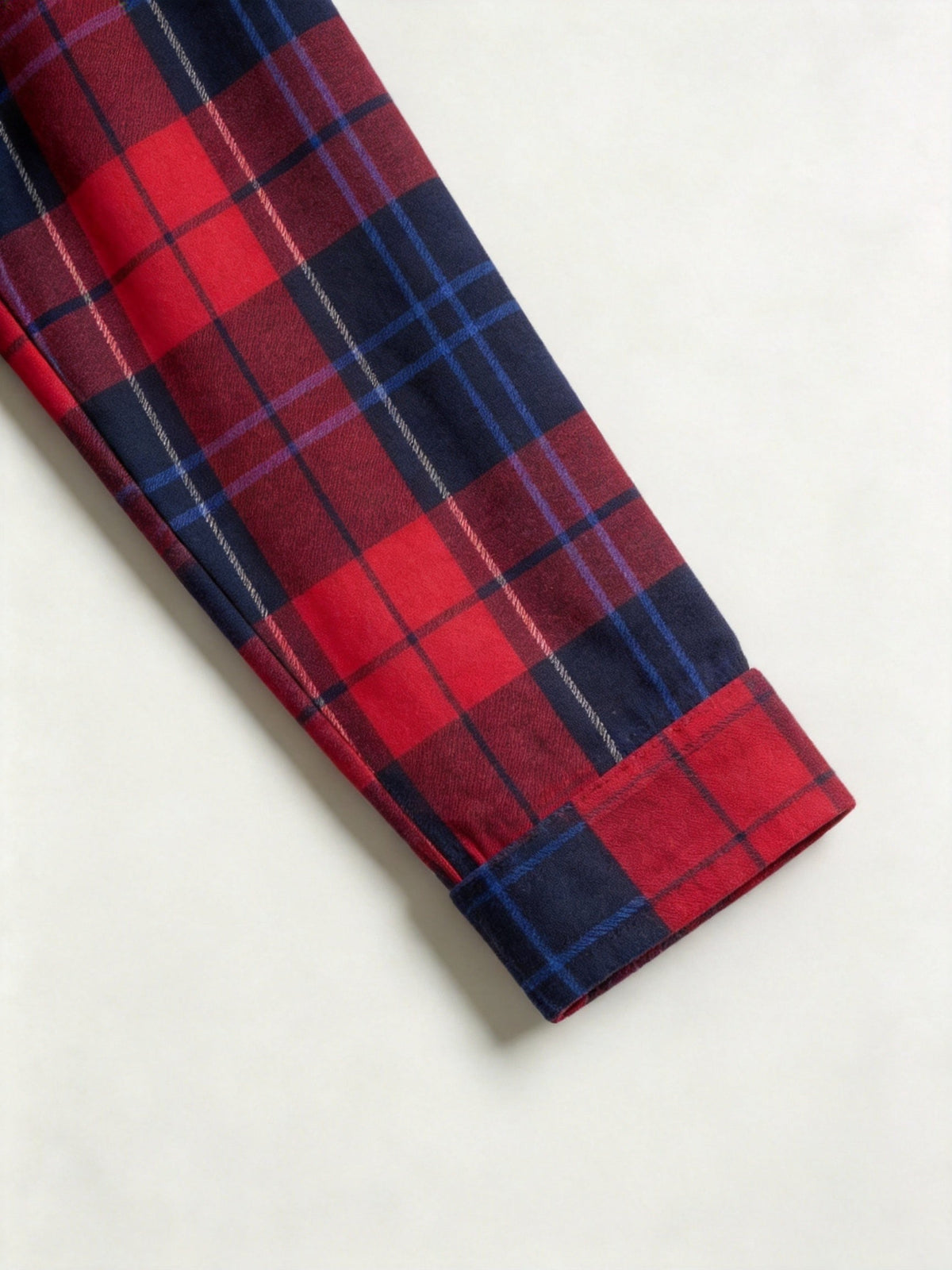 Women Christmas Pajamas - Red & Navy Blue Tartan Plaid Button-Down Sleep Set