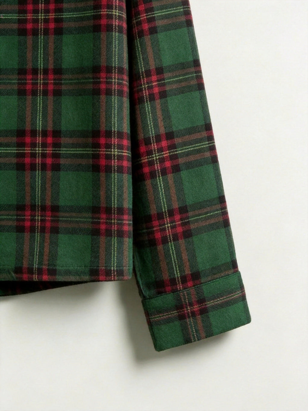 Women Christmas Pajamas - Dark Green & Red Tartan Plaid Button-Down Sleepwear
