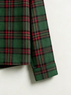 Women Christmas Pajamas - Dark Green & Red Tartan Plaid Button-Down Sleepwear