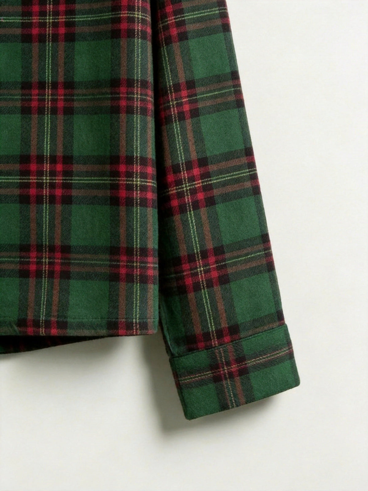 Women Christmas Pajamas - Dark Green & Red Tartan Plaid Button-Down Sleepwear