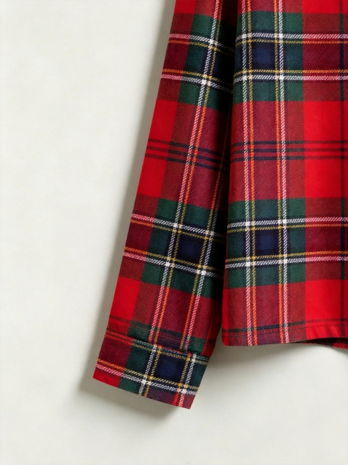 Women Christmas Pajamas - Bright Red & Green Tartan Plaid Button-Down Sleep Set