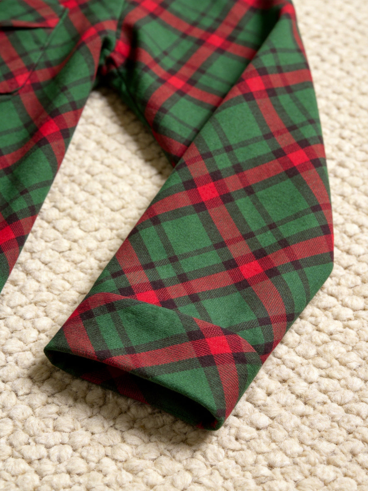 Women Christmas Pajamas - Dark Green & Red Diagonal Plaid Button-Down Set