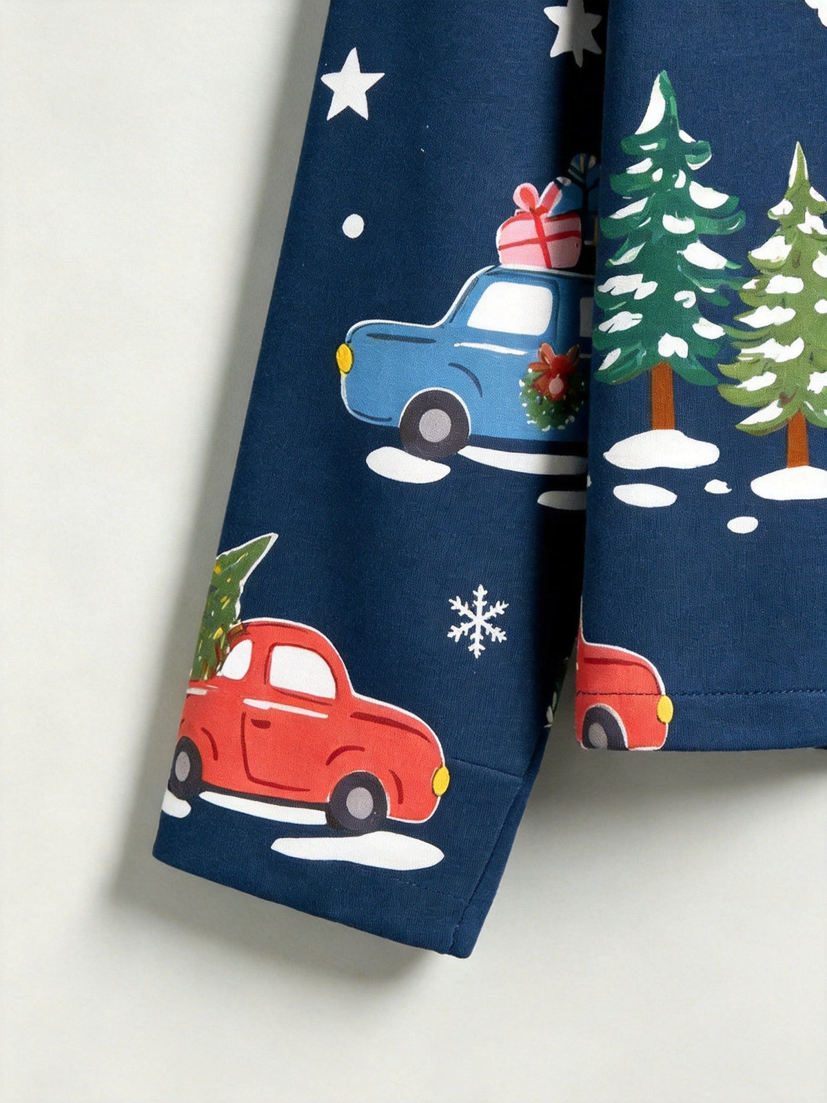 Women Christmas Pajamas - Navy Blue Holiday Car & Snowman Print Button-Down PJs