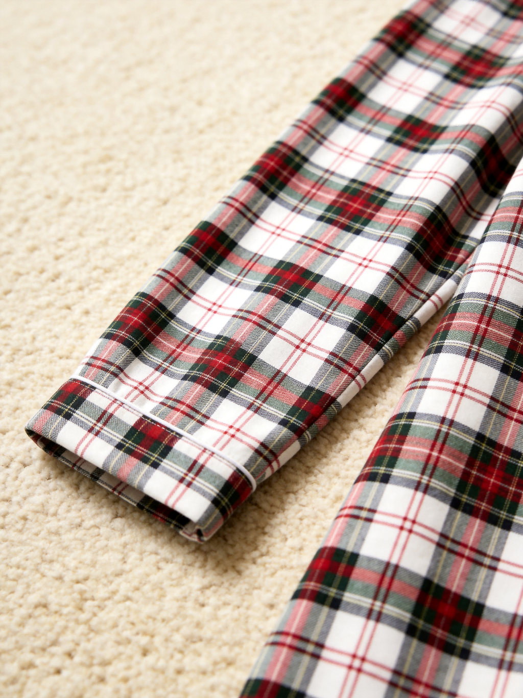Women Christmas Pajamas - Red, Green & White Tartan Plaid Button-Down Set