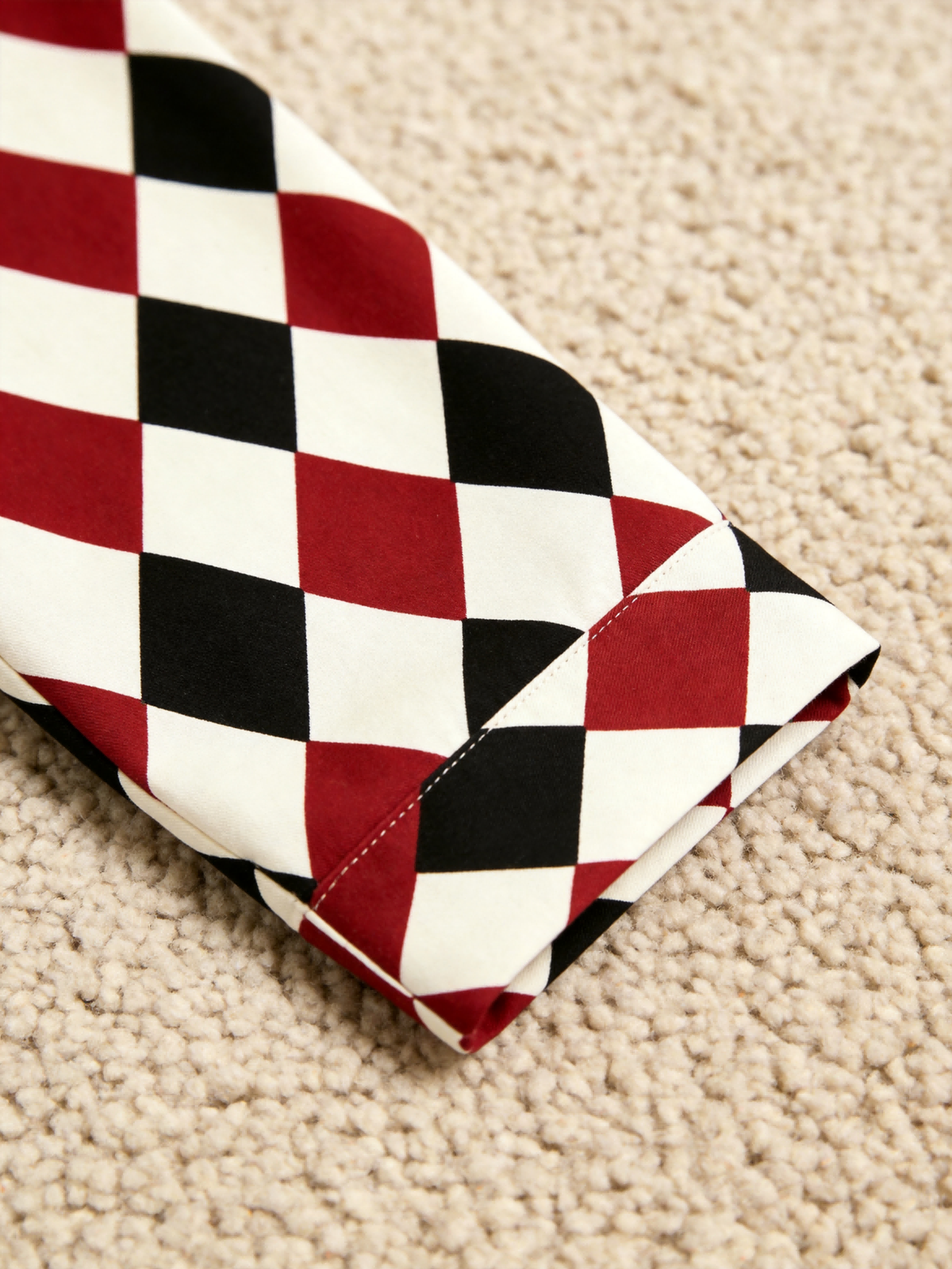 Women Christmas Pajamas - Red, Black & Beige Argyle Diamond Plaid Set
