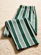 Women Christmas Pajamas - Emerald Green & Cream White Bold Striped Button up Pajamas
