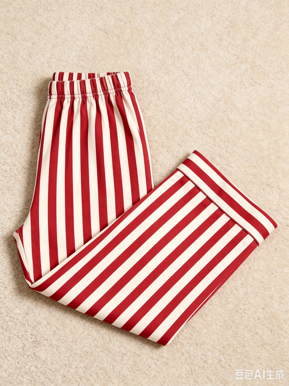Women Christmas Pajamas - Red & White Bold Vertical Striped Button up Pajamas