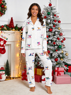 Playful Pups in Sweaters Skiing Neutral Women Christmas PJs