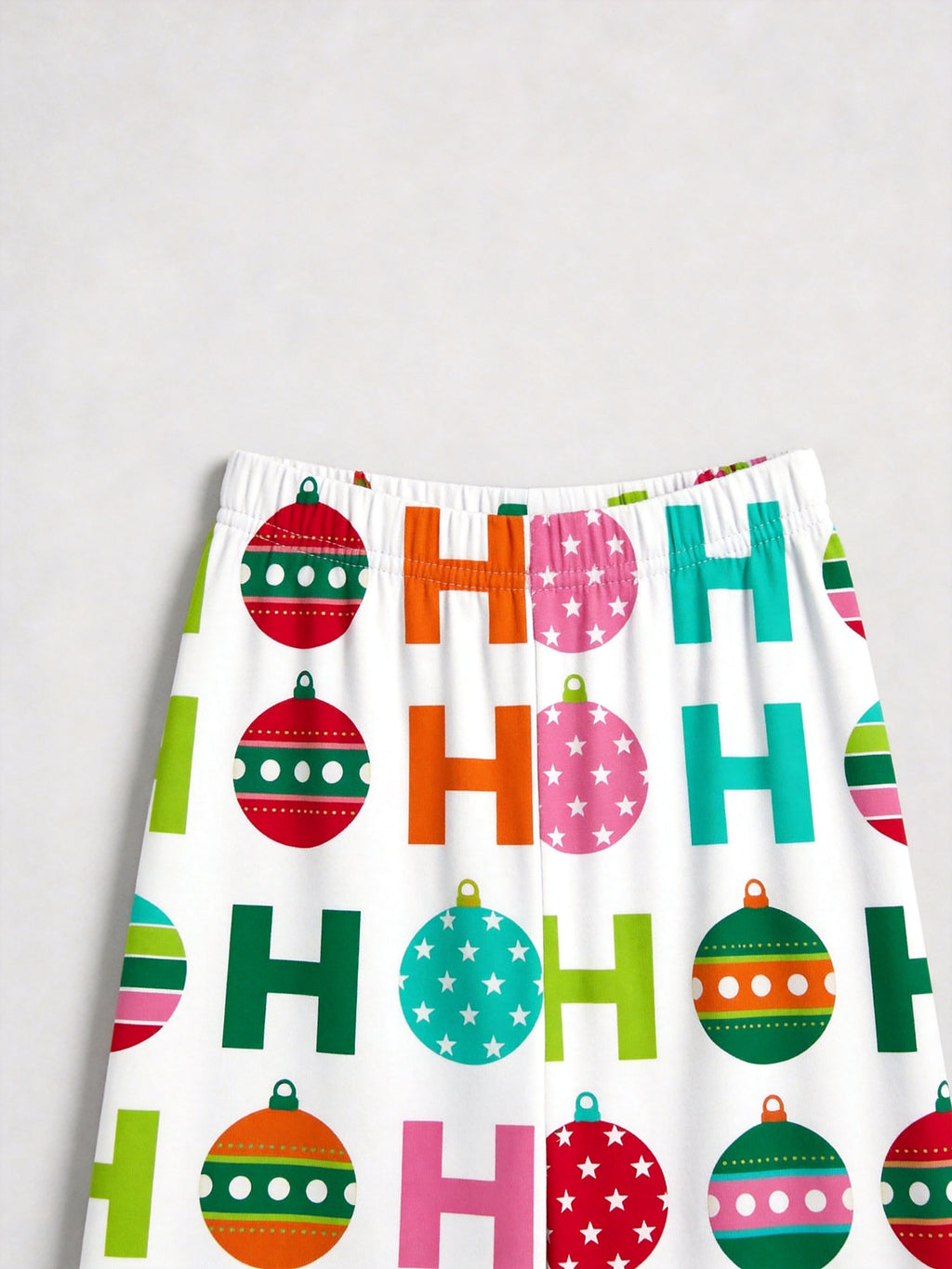 Colorful Christmas Baubles and H Letter Pattern Button-Down Couple Sleepwear Set