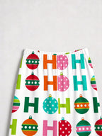 Colorful Christmas Baubles and H Letter Pattern Button-Down Couple Sleepwear Set