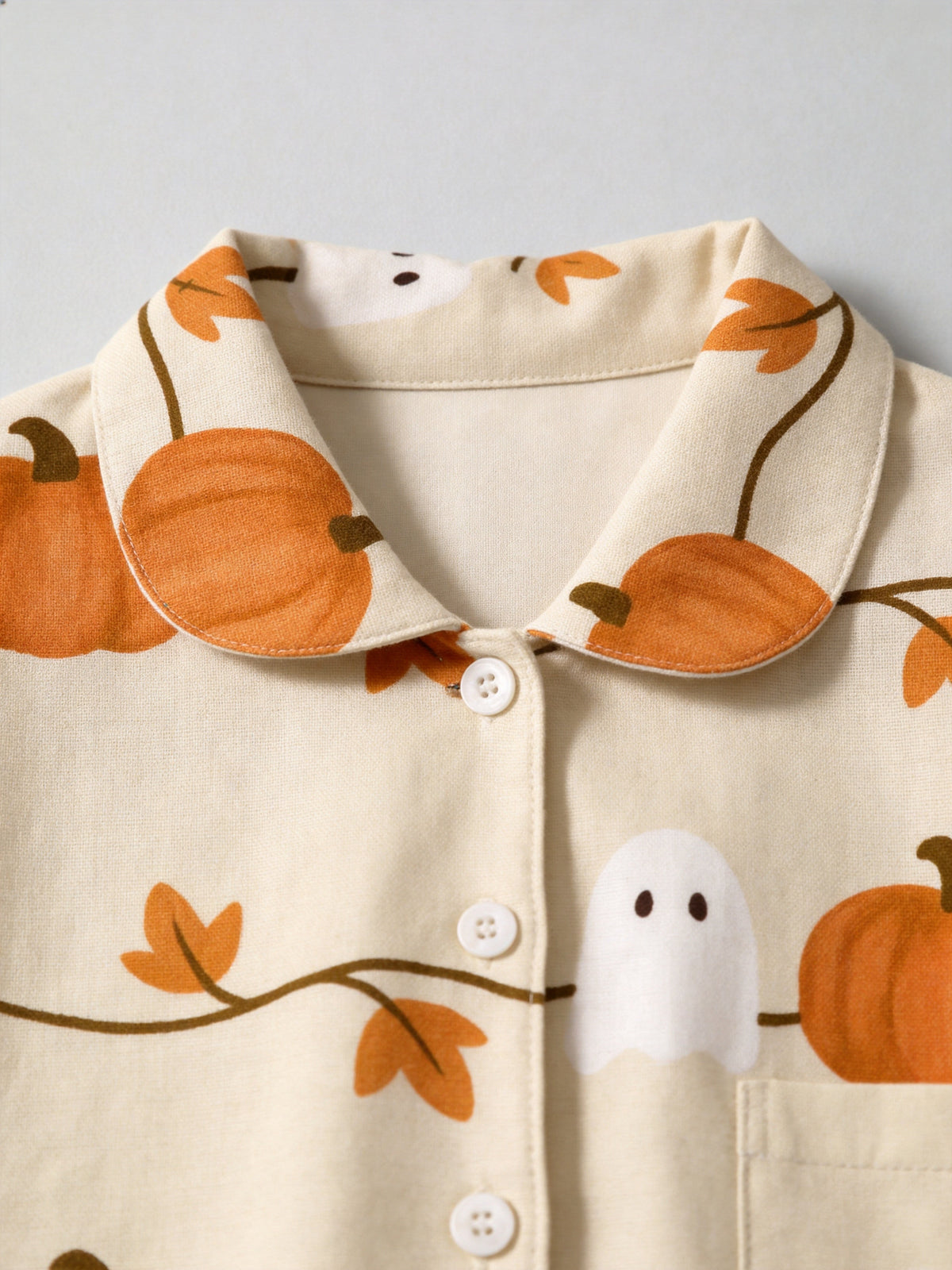 Little Ghosts and Pumpkins Print Couple Matching PJs