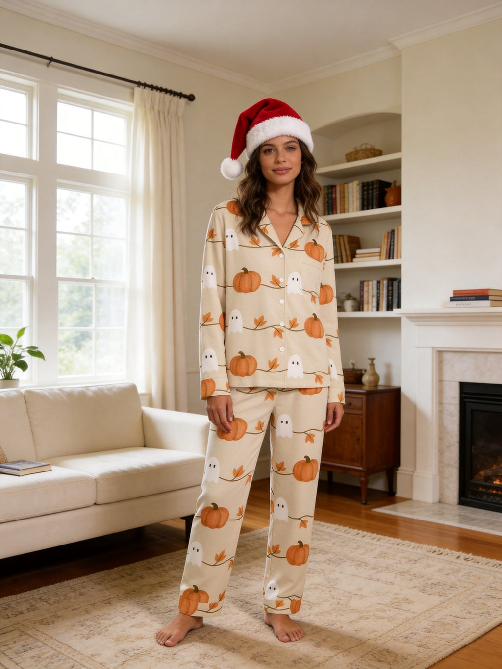 Little Ghosts and Pumpkins Print Family Matching PJs