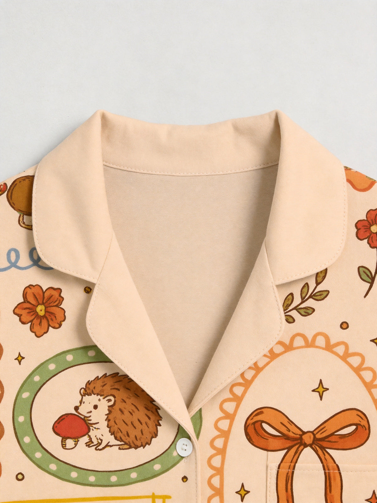 Cozy Autumn Woodland Animals Foxes and Lanterns Print Couple Holiday Sleepwear
