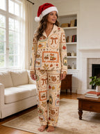Cozy Autumn Woodland Animals Foxes and Lanterns Print Couple Holiday Sleepwear