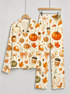 Fall Pumpkin Spice Latte, Cinnamon Rolls and Autumn Treats Print Family Pyjamas