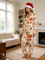 Fall Pumpkin Spice Latte, Cinnamon Rolls and Autumn Treats Print Family Pyjamas
