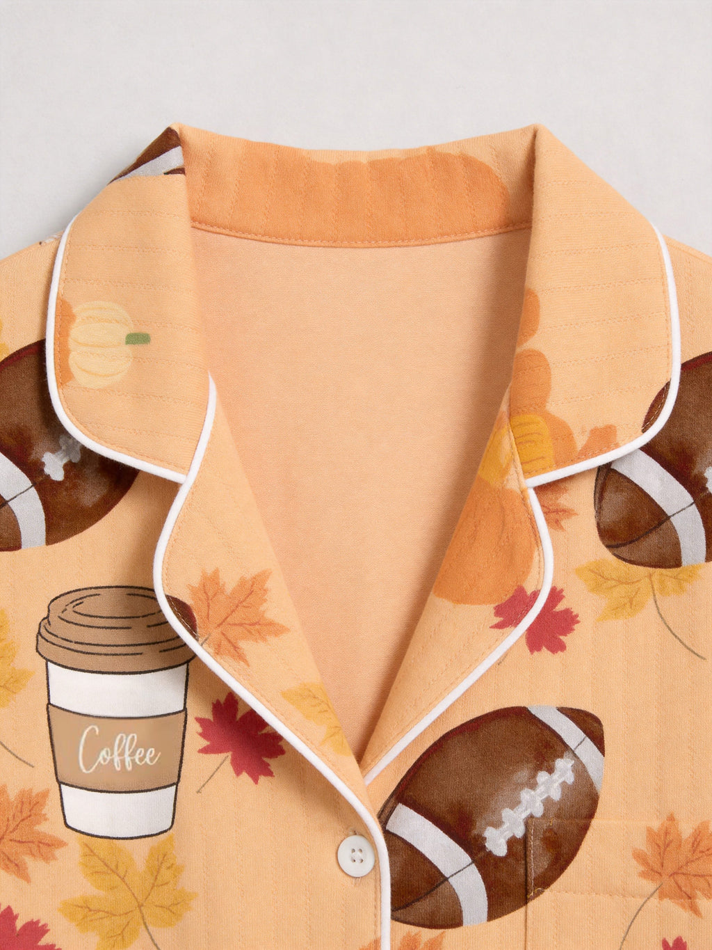 Football Season and Coffee Fall Themed Print Matching Family Pajama Set