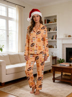 Football Season and Coffee Fall Themed Print Matching Family Pajama Set