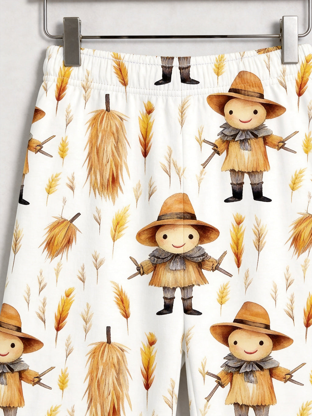 Cute Scarecrow and Harvest Wheat Thanksgiving Print Family Matching Sleepwear