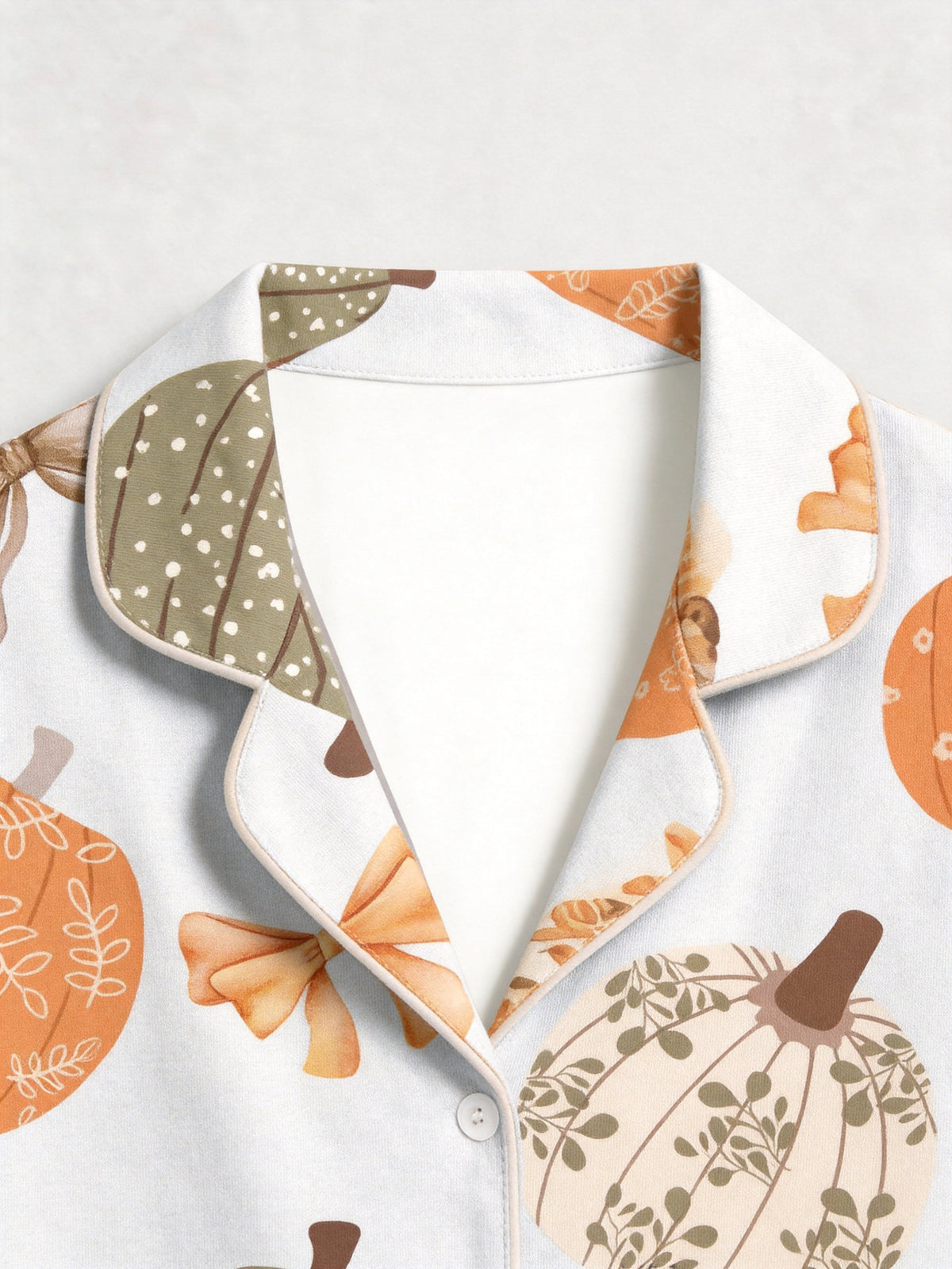 Rustic Pastel Pumpkins and Bows Autumn Print Couple Holiday Pyjamas