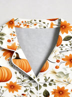 Autumn Harvest Orange Pumpkins and Fall Sunflowers Print Family Sleepwear PJs