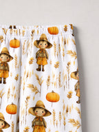 Cute Scarecrow and Harvest Wheat Thanksgiving Print Couple Matching Pyjamas