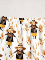 Rustic Scarecrow with Straw Hat and Cornfield Print Couple Holiday Sleepwear Set