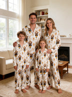 Rustic Scarecrow with Straw Hat and Cornfield Print Couple Holiday Sleepwear Set