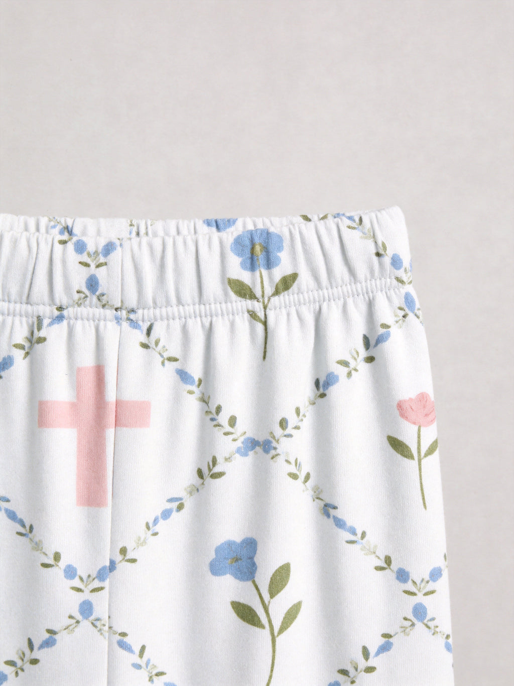 Elegant Pastel Blue Flowers and Faith Crosses Print Family Matching Pyjamas