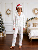 Elegant Pastel Blue Flowers and Faith Crosses Print Couple Matching Pyjamas