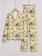 Vintage Nativity Stable and Manger Scene Print Couple Holiday Sleepwear Set