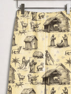 Vintage Nativity Stable and Manger Scene Print Couple Holiday Sleepwear Set