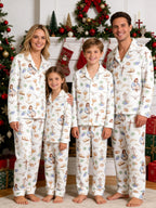 Holy Communion Chalice, Bread, and Doves Print Matching Couple Pajamas