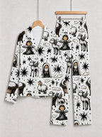 Bethlehem Starry Night with Angels and Lambs Print Couple Christmas Pyjamas