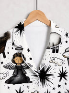 Bethlehem Starry Night with Angels and Lambs Print Couple Christmas Pyjamas