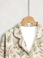 Sweet Little Lambs and Botanical Leaf Vine Print Matching Couple Pajamas