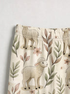 Sweet Little Lambs and Botanical Leaf Vine Print Matching Couple Pajamas