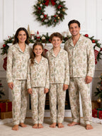 Sweet Little Lambs and Botanical Leaf Vine Print Matching Couple Pajamas