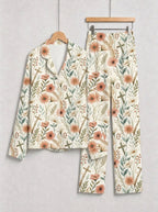 Spring Floral and Wooden Crosses Pattern Print Couple Sleepwear PJs